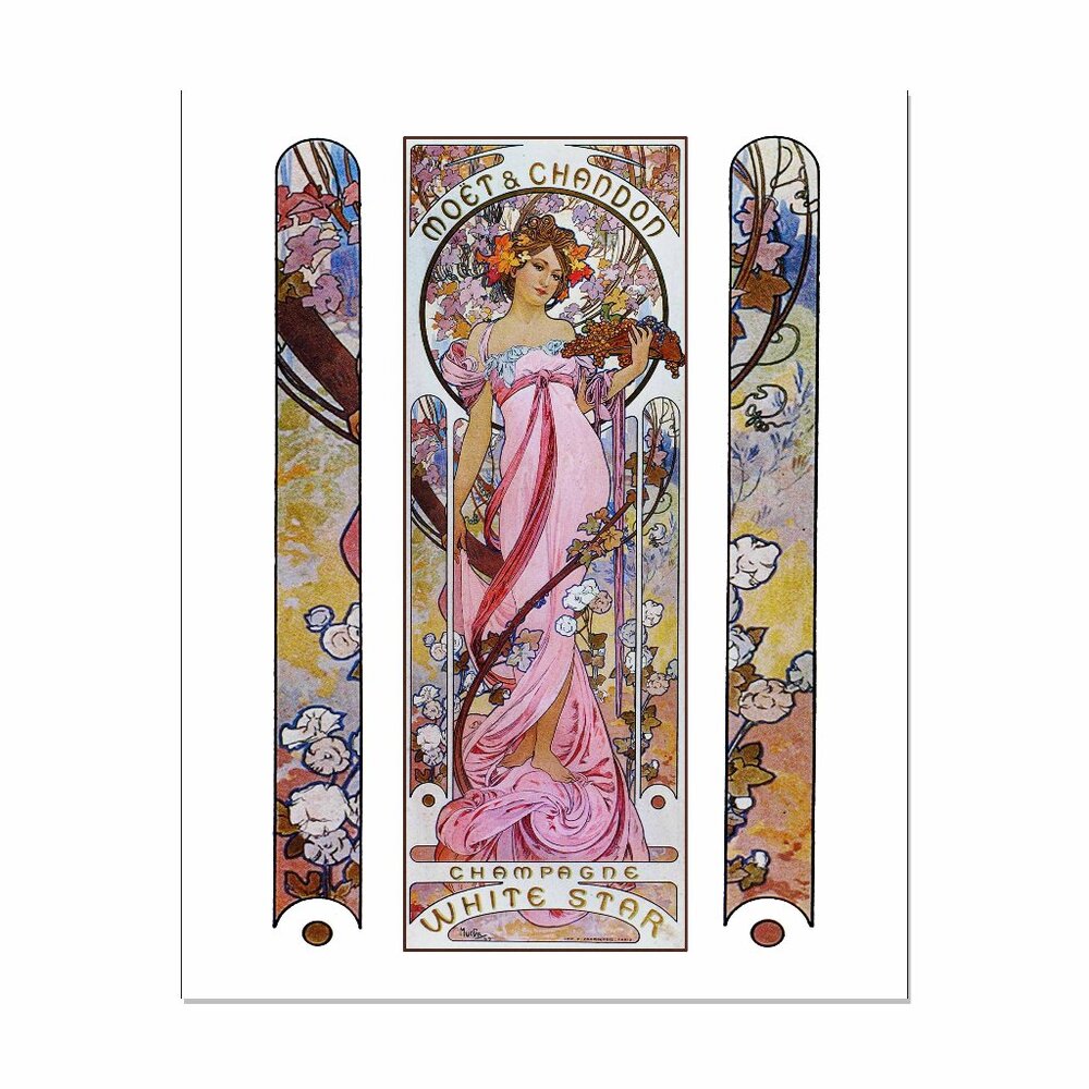 Art Nouveau: Alphonse Mucha Art Print 8"by10" MOET & CHANDON Boho Fashion & Wine